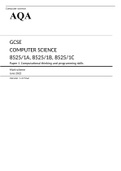 AQA GCSE COMPUTER SCIENCE Paper 1A,1B,1C  June 2022 Mark Scheme