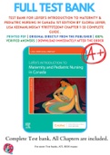 Test Bank For Leifer's Introduction to Maternity & Pediatric Nursing in Canada 1st Edition By Gloria Leifer; Lisa KeenanLindsay 9781771722049 Chapter 1-33 Complete Guide .