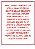 NR602 FINAL EXAM WITH  200 ACTUAL COMPREHENSIVE  QUESTIONS AND COMPLETE 100&percnt; CORRECT ANSWERS WITH VERIFIED AND WELL EXPLAINED  RATIONALES   ALREADY GRADED A&plus; BY EXPERTS  &vert; LATEST VERSION 2024 WITH GUARANTEED SUCCESS AFTER DOWNLOAD  ALREADY PASSED&excl;&excl;&excl;&excl;&excl;&excl;&excl; &lpar;