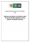 Soxhlet Extraction of Sunflower Seed Oil - Project