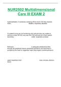 NUR2502 Multidimensional Care III EXAM