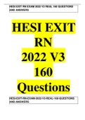 HESI EXIT RN EXAM 2022 V3 REAL 160 QUESTIONS AND ANSWERS.