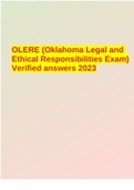 OLERE (Oklahoma Legal and Ethical Responsibilities Exam) Verified answers 2023
