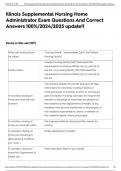 Illinois Supplemental Nursing Home Administrator Exam Questions And Correct Answers 100&percnt;&sol;2024&sol;2025 update&excl;1