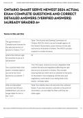 ONTARIO SMART SERVE NEWEST 2024 ACTUAL EXAM COMPLETE QUESTIONS AND CORRECT DETAILED ANSWERS &lpar;VERIFIED ANSWERS&rpar; &vert;ALREADY GRADED A&plus;