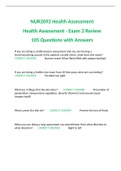 NUR2092 Health Assessment Health Assessment - Exam 2 Review  105 Questions with Answers 