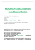  NUR2092 Health Assessment Exam 3 Practice Questions