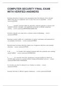 COMPUTER SECURITY FINAL EXAM WITH VERIFIED ANSWERS