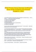   AFAA Primary Group Exercise Certification Study Guide Questions And Answers Graded A&plus; 2024&period;