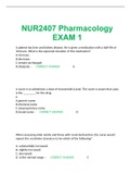 NUR 2407 Pharmacology EXAM 1