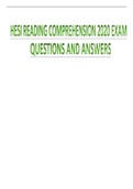 HESI READING COMPREHENSION 2020 EXAM QUESTIONS AND ANSWERS BEST GUIDE RATED A&plus;&period;
