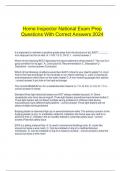     Home Inspector National Exam Prep Questions With Correct Answers 2024