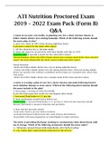 ATI Nutrition Proctored Exam 2019 – 2022 Exam Pack (Form B) Q&A | Finest Collecting for 2023 Test