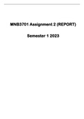 MNB3701 ASSIGNMENT NO.2 REPORT ASSIGNMENT YEAR 2023 SEMESTER 1