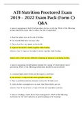 ATI Nutrition Proctored Exam 2019 – 2022 Exam Pack (Form C) Q&A | Finest Pull together for 2023 Test