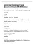 Marketing Final Exam Prep &vert; Questions With Verified Solutions