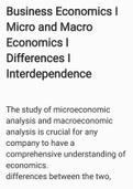Business Economics Introduction Part 3 Difference between micro and macro Economics 