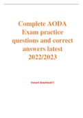 Complete AODA Exam practice questions and correct answers latest 2022/2023