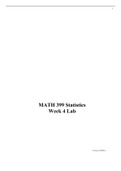 MATH 399N WEEK 4 iLab, MATH 399N: Applied Managerial Statistics- Chamberlain
