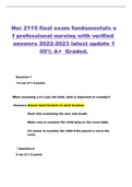 Nur 2115 final exam fundamentals of professional nursing with verified answers 2022-2023 latest update 100% A+  Graded.