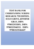 TEST BANK FOR UNDERSTANDING NURSING RESEARCH, 7TH EDITION, SUSAN GROVE, JENNIFER GRAY, ISBN: 9780323532051, ISBN: 9780323546515,  ISBN: 9780323546447