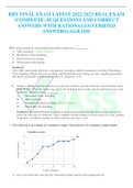 RBT FINAL EXAM LATEST 2022-2023 REAL EXAM &lpar;COMPLETE&rpar; 85 QUESTIONS AND CORRECT ANSWERS WITH RATIONALES&lpar;VERIFIED ANSWERS&rpar;&vert;AGRADE