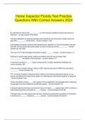   Home Inspector Florida Test Practice Questions With Correct Answers 2024