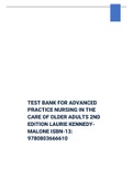 TEST BANK FOR ADVANCED PRACTICE NURSING IN THE CARE OF OLDER ADULTS 2ND EDITION LAURIE KENNEDY- MALONE 