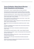 Texas Esthetics State Board Review Exam Questions and Answers