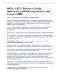WGU - C857 - Software Quality Assurance &lpar;definitions&rpar;questions and answers 2023