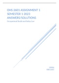 OHS2601 - Occupational Health And Safety Law Assignment 1 semester 1 2023 answers&sol;solutions