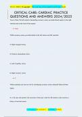 CRITICAL CARE&colon; CARDIAC PRACTICE QUESTIONS AND ANSWERS 2024&sol;2025