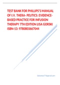 Test Bank for Phillips’s Manual of I.V. Therapeutics; Evidence-Based Practice for Infusion Therapy 7th Edition Lisa Gorski