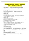 Nurse Leadership - Exam 1 Questions with a Detailed Rationale