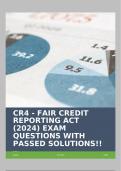 CR4 - FAIR CREDIT REPORTING ACT &lpar;2024&rpar; EXAM QUESTIONS WITH PASSED SOLUTIONS&excl;&excl;