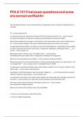 POLS 121 Final exam questions and answers correct verified A&plus;
