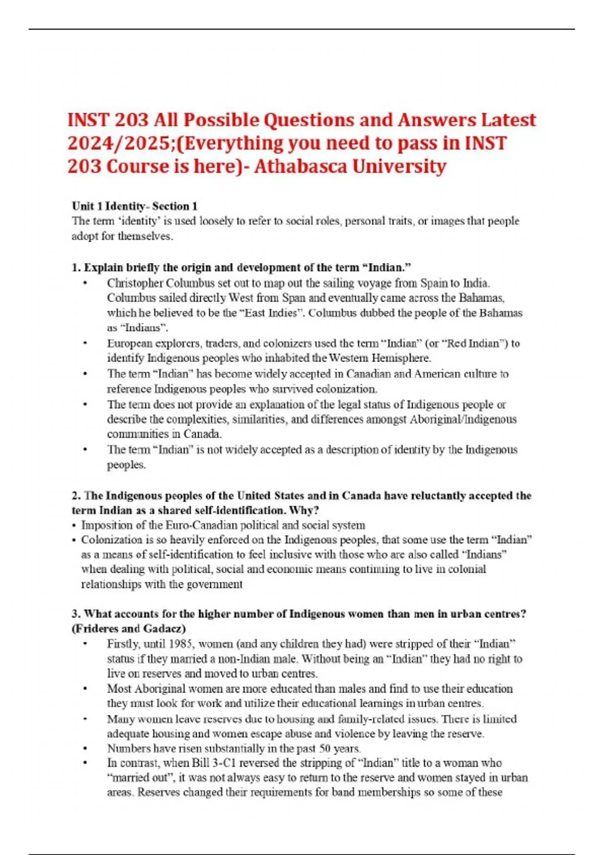 INST 203 All Possible Questions and Answers Latest 2024/2025 ...
