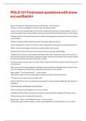 POLS 121 Final exam questions with answers verified A&plus;
