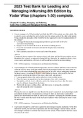 2023 Test Bank for Leading and Managing in Nursing 8th Edition by Yoder Wise &lpar;chapters 1-30&rpar; complete&period;