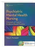 TEST BANK ESSENTIALS OF PSYCHIATRIC MENTAL HEALTH NURSING; CONCEPTS OF CARE IN EVIDENCE BASED PRACTICE 8TH EDITION TOWNSEND ALL CHAPTERS COMPLETE GUIDE 100% VERIFIED.