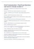 Oral Communication - Final Exam Questions and Answers Already Graded A&plus;
