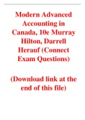 Modern Advanced Accounting in Canada, 10e Murray Hilton, Darrell Herauf (Connect Exam Questions)
