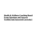Health & Wellness Coaching Board Exam Questions and Answers Verified And Answered Correctly