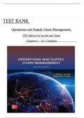 TEST BANK For Operations and Supply Chain Management&comma; 17th Edition by F&period; Robert Jacobs&comma; All Chapters 1 to  22 complete Verified editon 