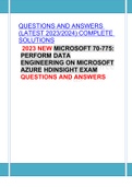 NEW MICROSOFT 70-775: PERFORM DATA ENGINEERING ON MICROSOFT AZURE HDINSIGHT EXAM  QUESTIONS AND ANSWERS (LATEST 2023/2024) COMPLETE SOLUTIONS 2023 