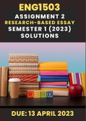 ENG1503 Assignment 2 Answers (Researched based essay) Semester 1 2023 Unique number: 645537 (100% pass rate guaranteed)