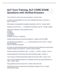 ALF Core Training, ALF CORE EXAM Questions with Verified Answers