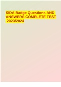 SIDA Badge Questions AND ANSWERS COMPLETE TEST 2023/2024