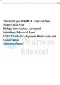 Edexcel Past Papers 2022 May Biology International Advanced Subsidiary/Advanced Level UNIT 2: Cells, Development, Biodiversity and  Conservation (Question Paper)