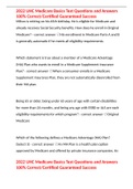 2022 UHC Medicare Basics Test Questions and Answers 100&percnt; Correct&sol;Certified Guaranteed Success